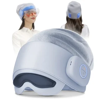 Head Massager for Fatigue Relief, Eye Massager with Heat, Head and Eye Massage for Stress Relief, Bluetooth-Capable, Rechargeable, Ideal for Rest & Relaxation,Avoid Walking/Reading While Using